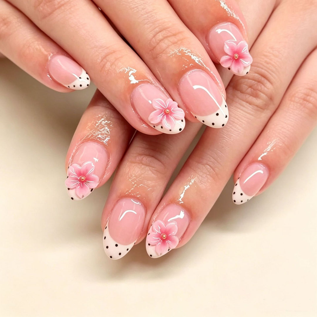 Elegant Floral Bow Press-On Nail Tips Bowlift
