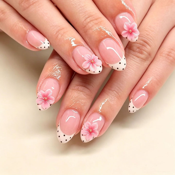 Elegant Floral Bow Press-On Nail Tips Bowlift