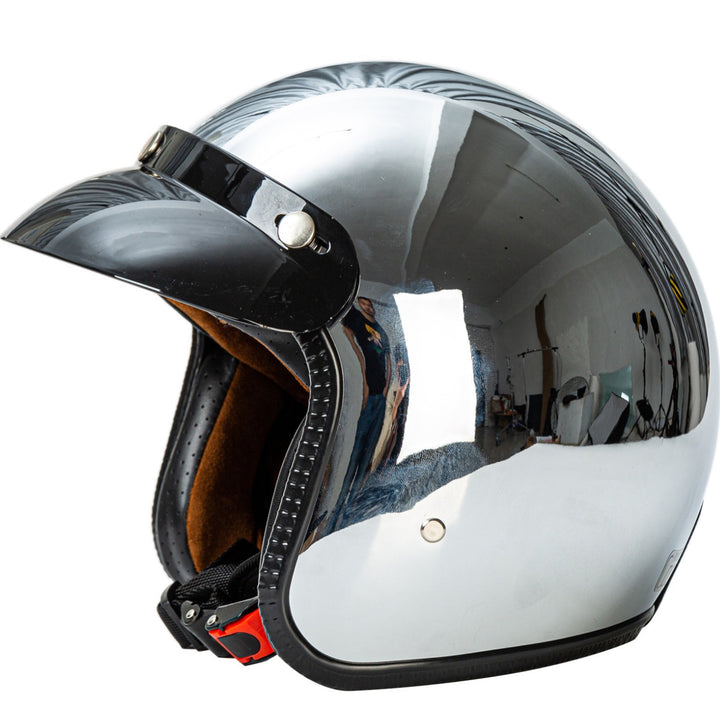 Retro Chrome Motorcycle Helmet Bowlift