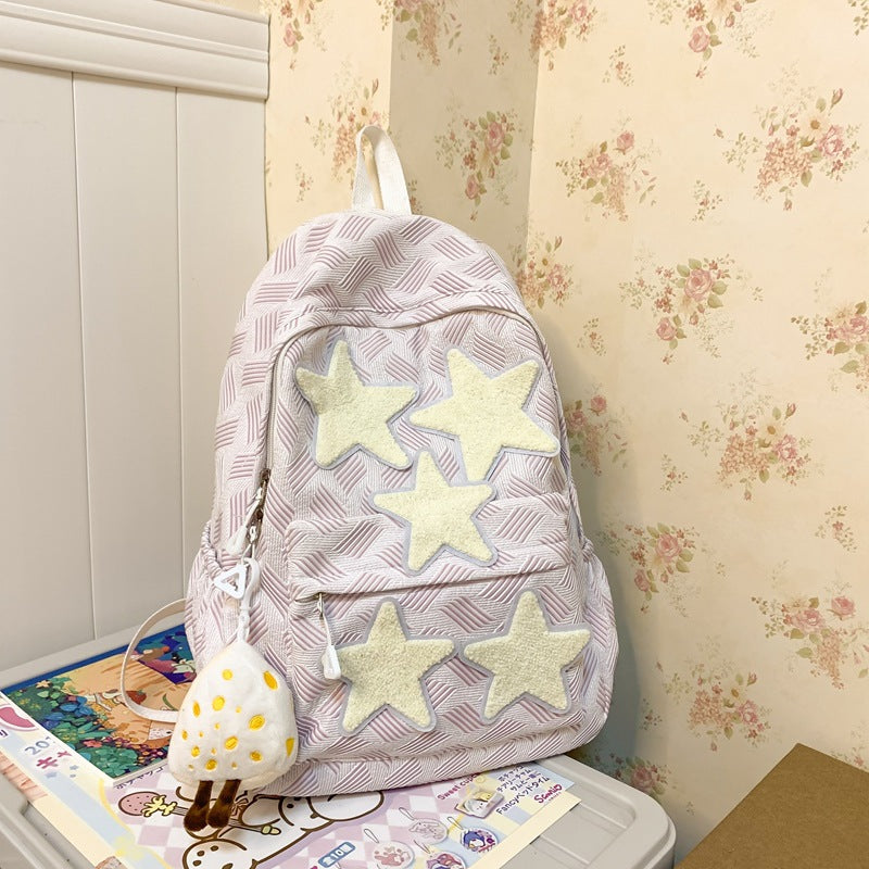 Whimsical Star-Embroidered Backpack