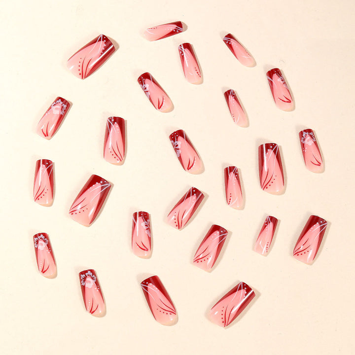 Elegant Floral Acrylic Nail Art Extensions Bowlift 1789713557