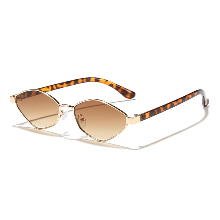 Women's Cat Eye Sunglasses with Brown Lenses and Elegant Metal Frame Bowlift