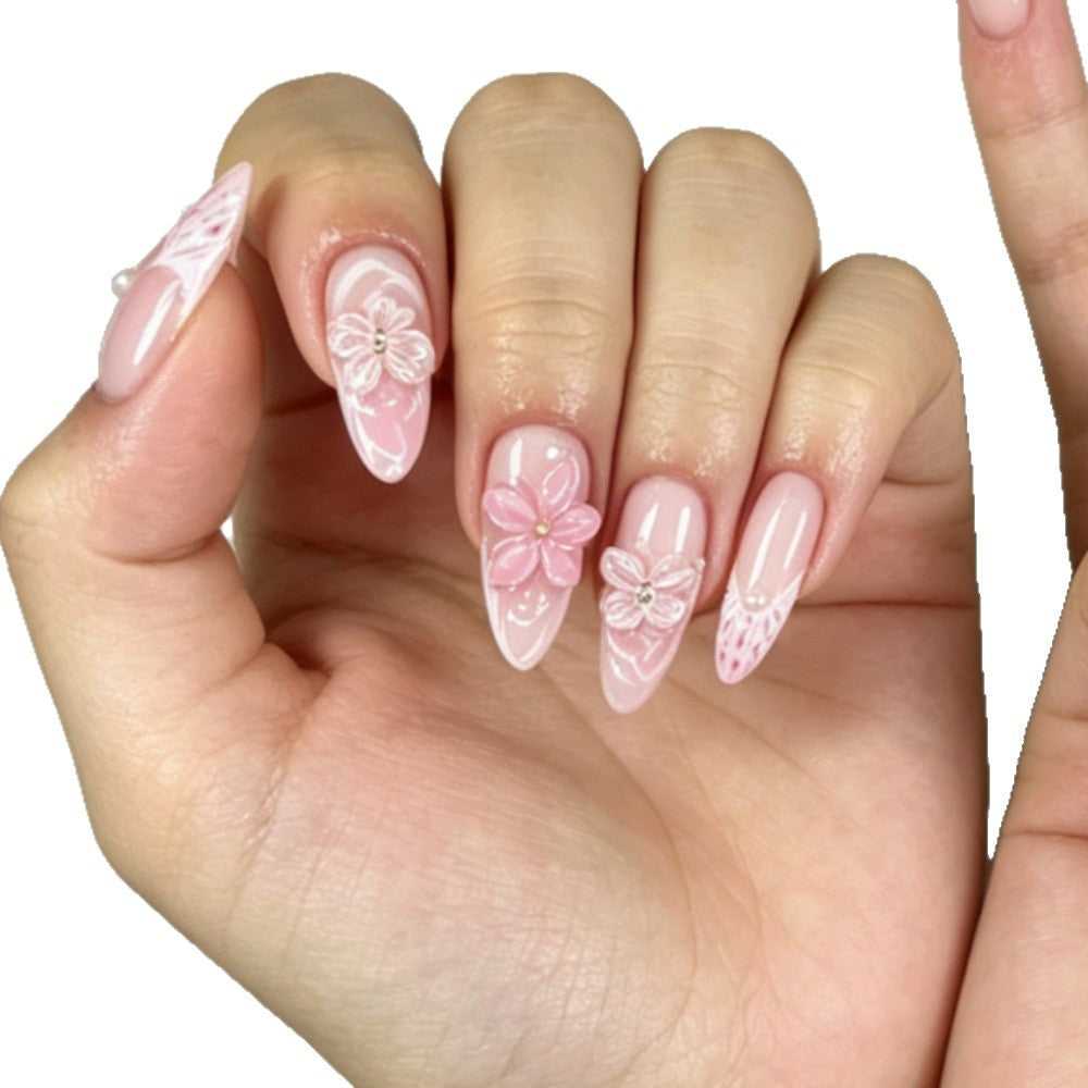Floral Artistic Press-On Nails Set Bowlift
