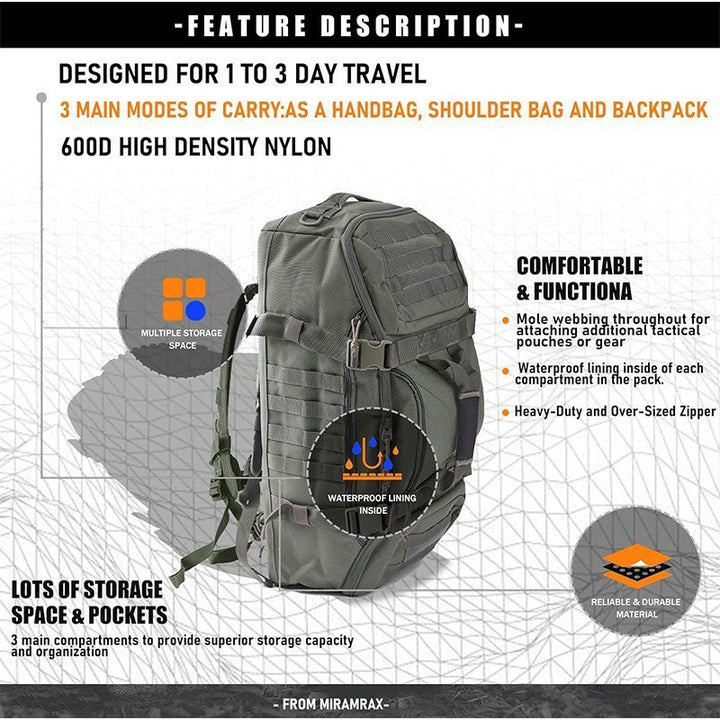 Tactical sports bag with multiple compartments Bowlift