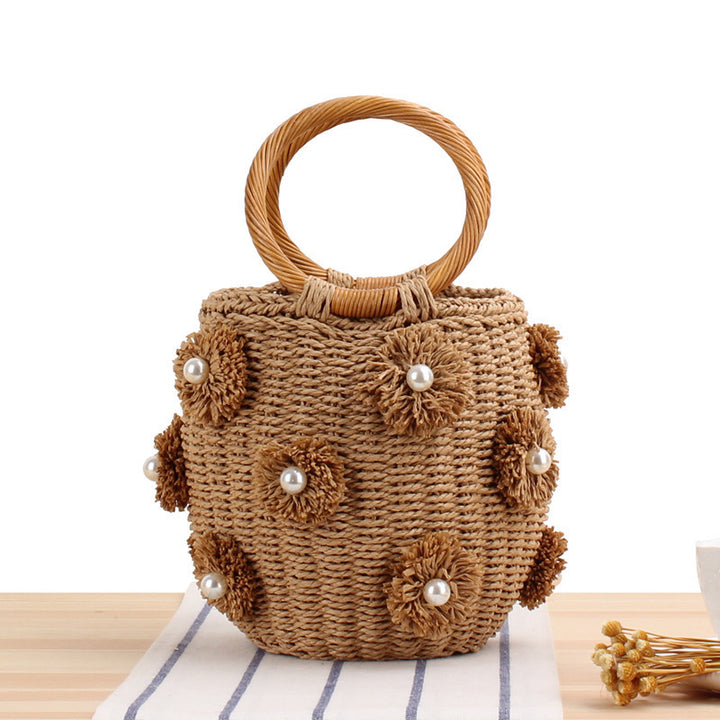 Handbag with Unique Pearl Applications Bowlift