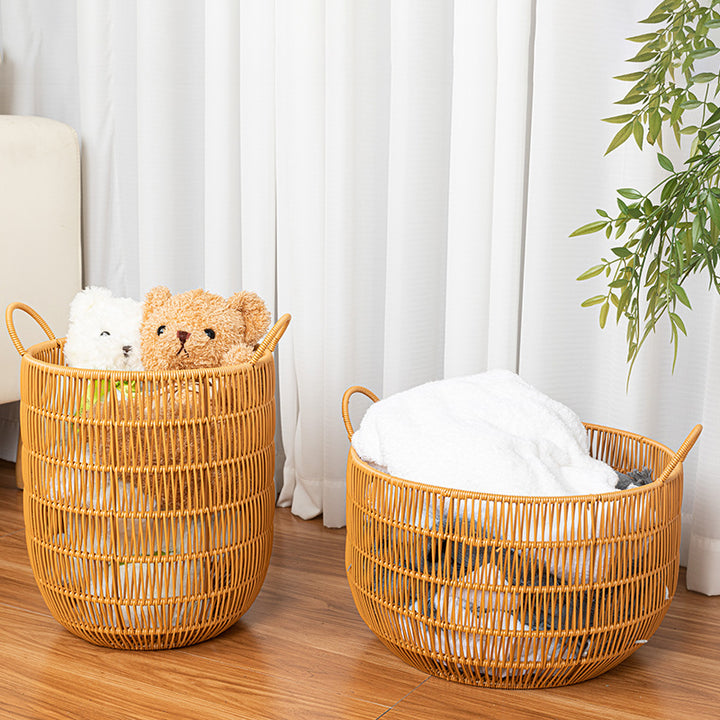 Women's Round Storage Basket with Practical Side Handles Bowlift