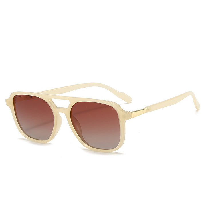 Square Aviator Sunglasses with Cutout Double Bridge and Polarized Gradient Lenses Bowlift
