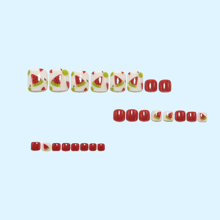 Artificial nails with fruity watermelon design Bowlift