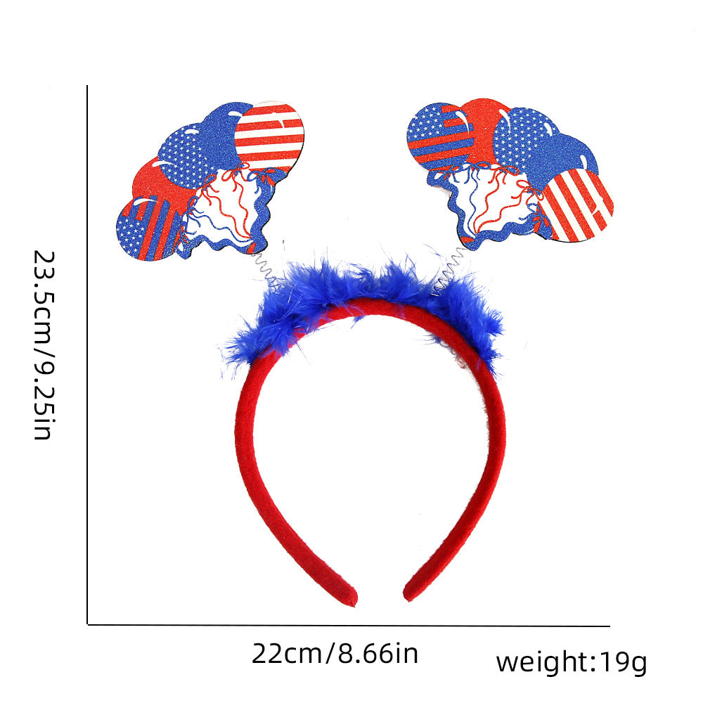 Unisex nan patriotic party headband with star pom poms and flag pendants Bowlift