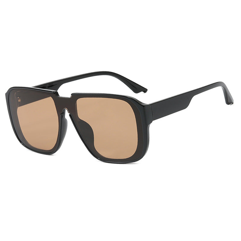 Ladies trendy square sunglasses with transparent green frame and protective UV filter Bowlift