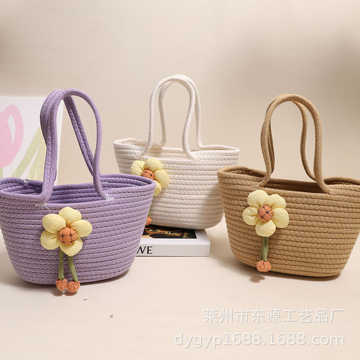 Handcrafted basket bag with floral accents Bowlift