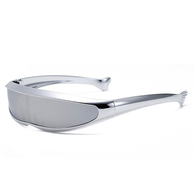 Women Futuristic Designer Sunglasses with Stylish Gold Frame Bowlift