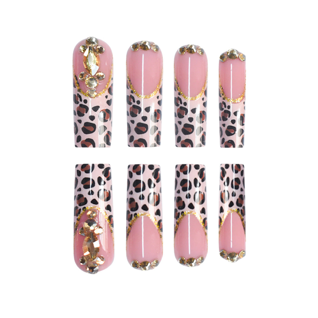 Artistic Leopard Print Press-On Nail Design Bowlift