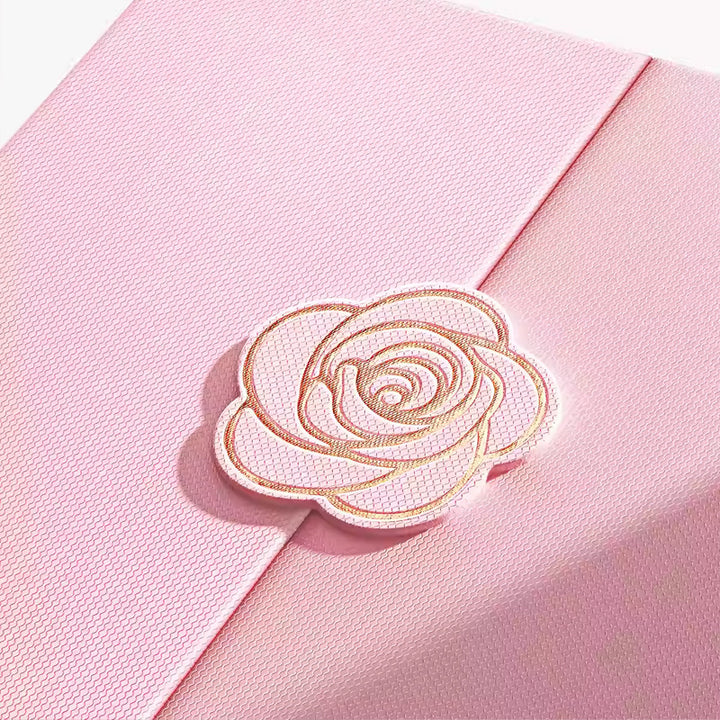 Luxurious rose-emblem gift box set with matching carry bag and magnetic closure Bowlift
