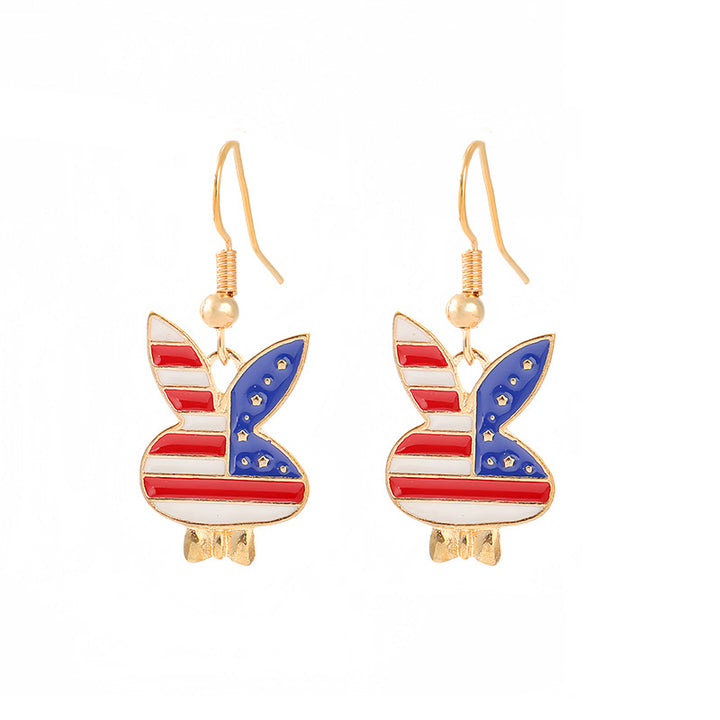 Women's nan patriotic horseshoe enamel dangle earrings with star-accented design and fishhook findings Bowlift