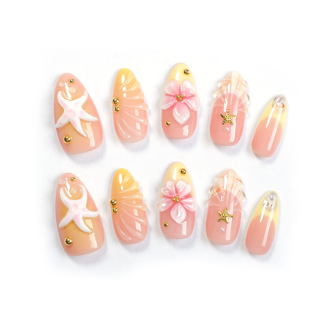 Creative nail art set with maritime motifs and elegant embellishments Bowlift