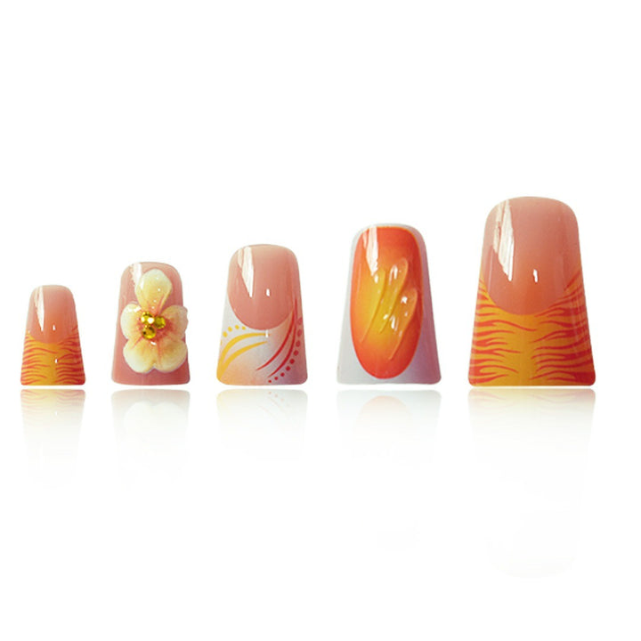 Artistic Floral Press-On Nails Set Bowlift