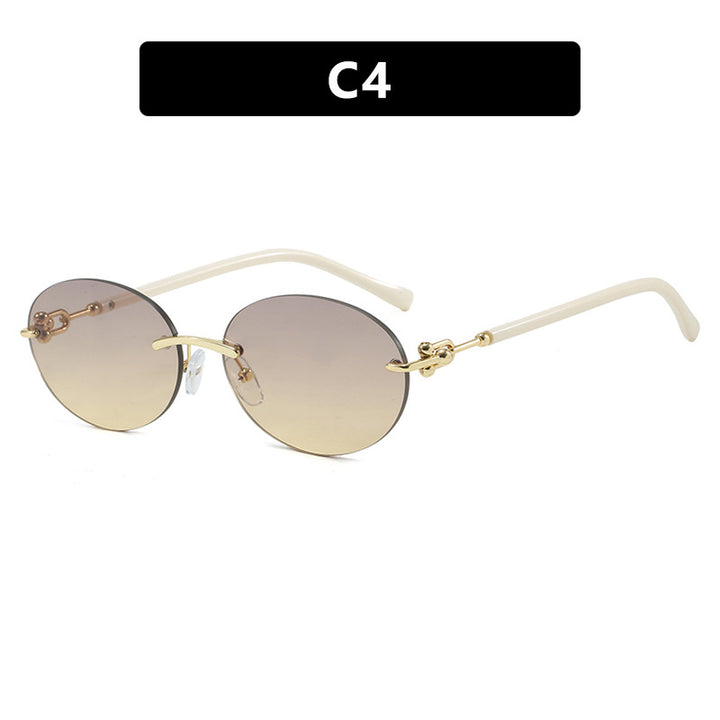 Women oval sunglasses with luxurious metal frame and mirrored lenses Bowlift
