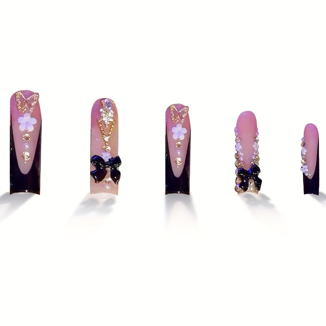 Glamorous Artistic Press-On Nail Set Bowlift