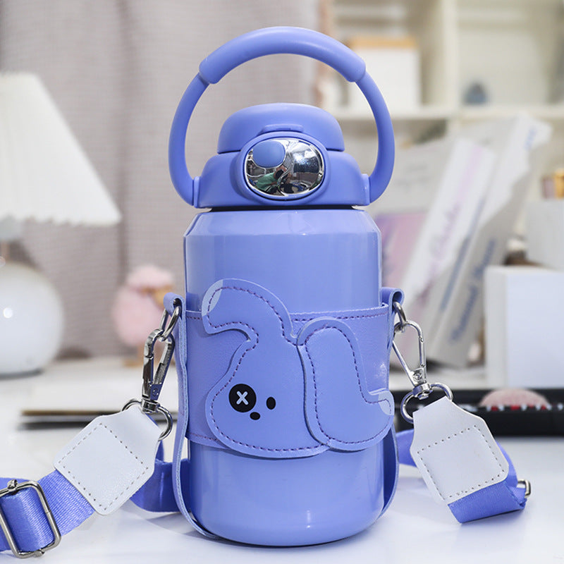 Women's insulated drinking bottle with practical carrying strap and cute Bowlift design