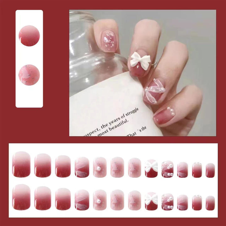 Creative art nails with bows and pearl coating Bowlift