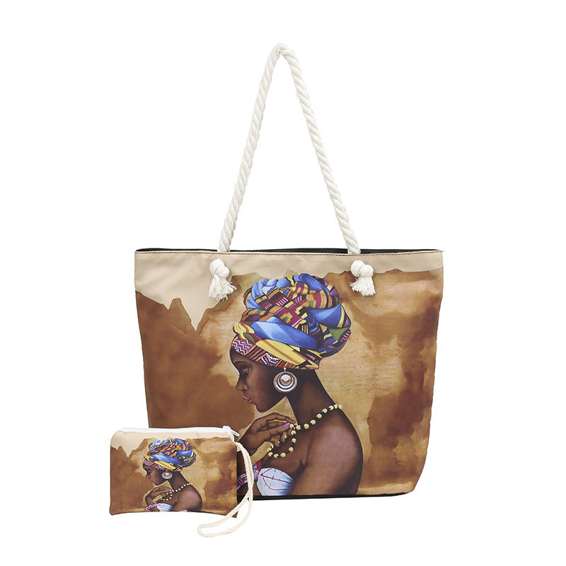 WoStylish Graphic Print Beach Tote Bag Bowlift