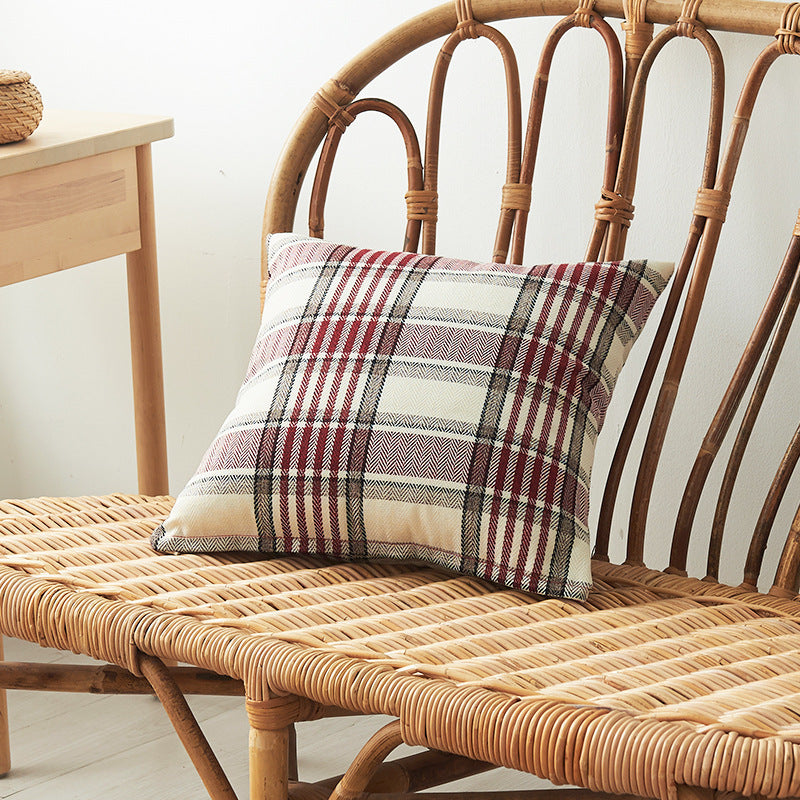 Plaid Textured Decorative Throw Pillow