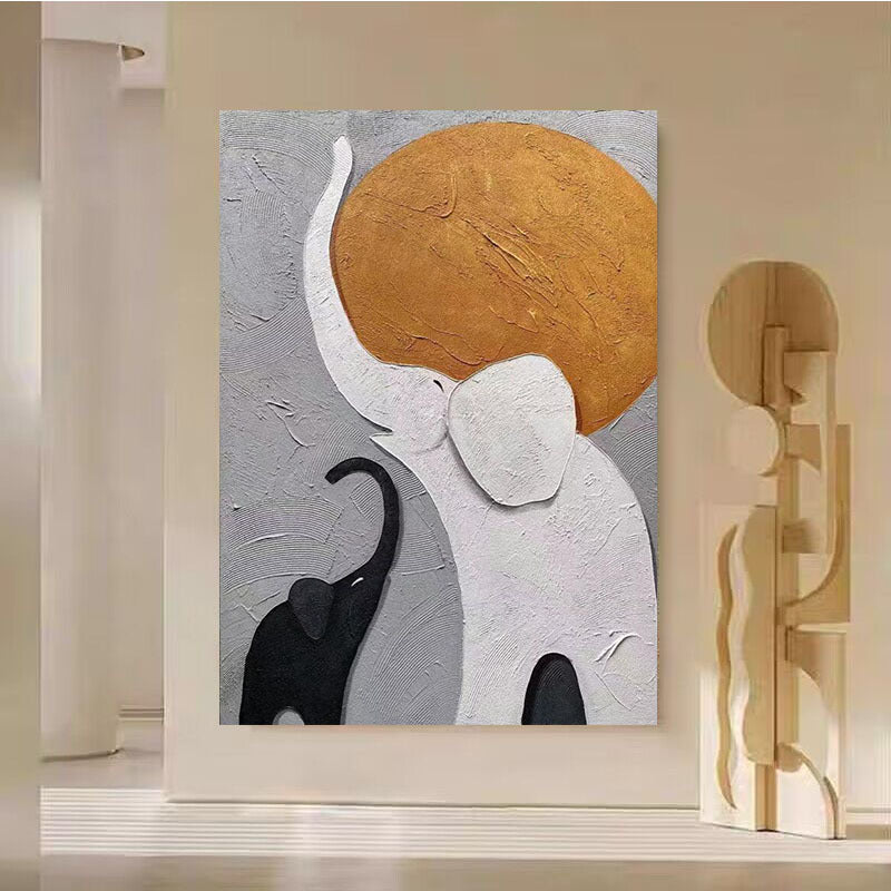 Textured Elephant-Themed Canvas Art