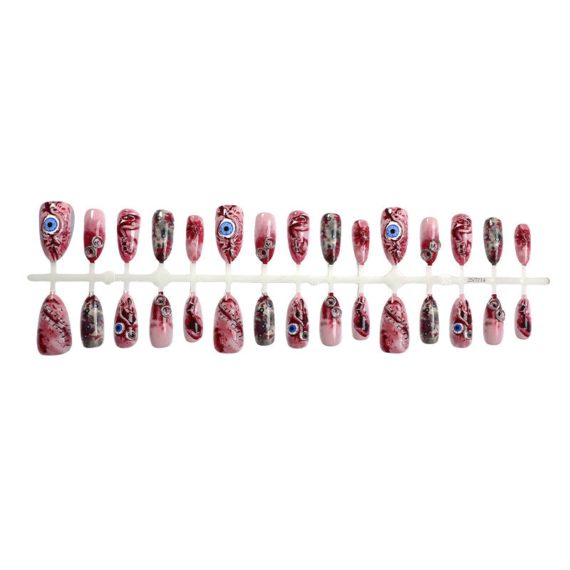 Artistic Theme Press-On Nails Set with Unique Design Elements Bowlift