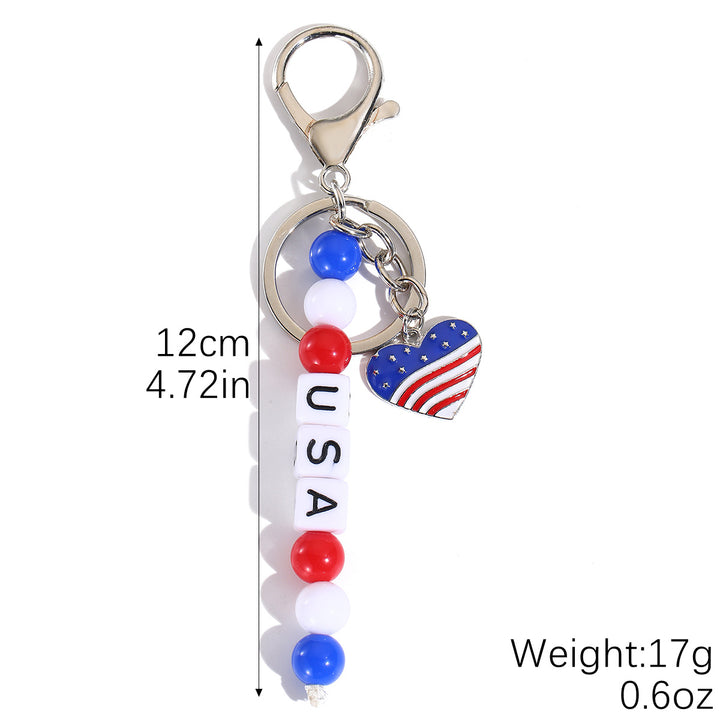 Unisex nan beaded patriotic keychain charm with MAGA letter cubes and enamel star pendant Bowlift