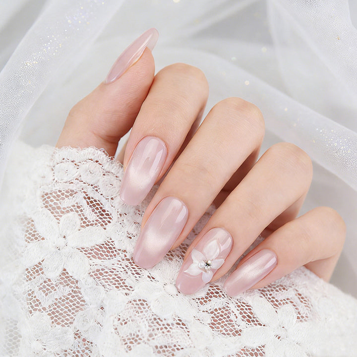 Premium Press-On Nail Art Set with Floral Embellishments Bowlift