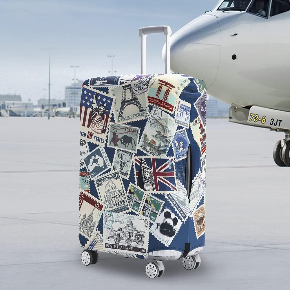 Unisex non-elastic suitcase protective cover with world travel design for hard-shell trolley and spinner wheels Bowlift