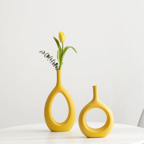 Artistic Circle-Shaped Ceramic Vase