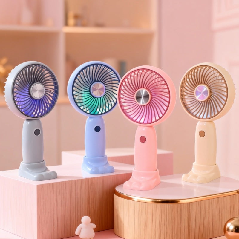 Women's Portable Handheld Swing Fan with LED Lighting Bowlift