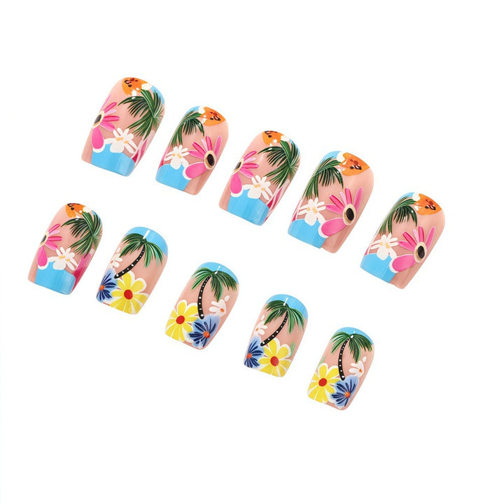 Artificial nails in tropical flower design Bowlift