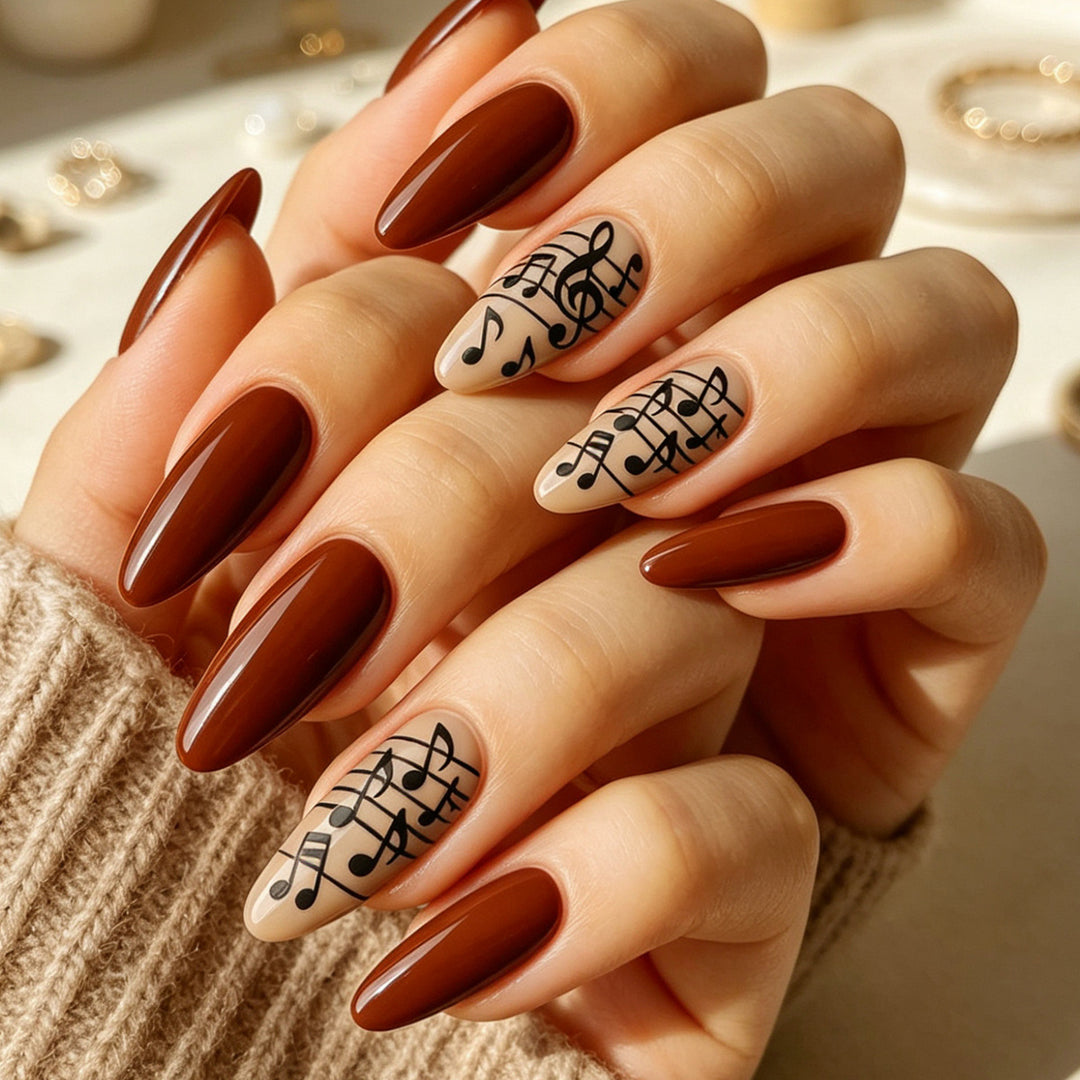 Artificial nails with Creative Note Design Bowlift