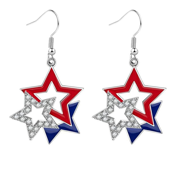 Women’s striking rhinestone earrings with flag motif United States Bowlift