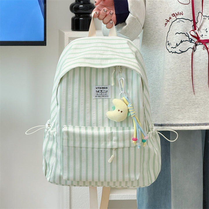 Striped Casual Backpack Bowlift