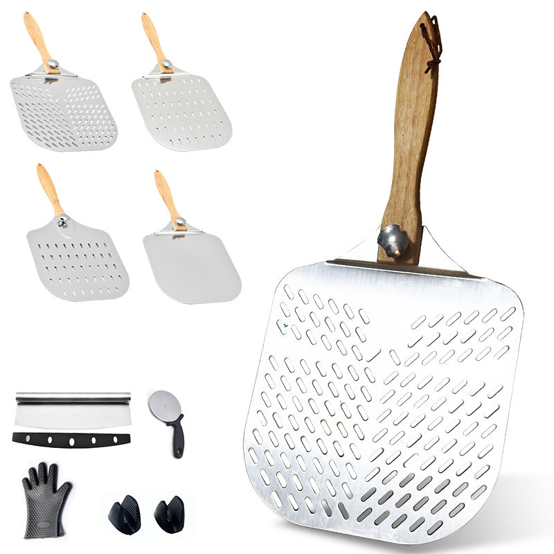 large stainless steel pizza peel with wooden handle Bowlift