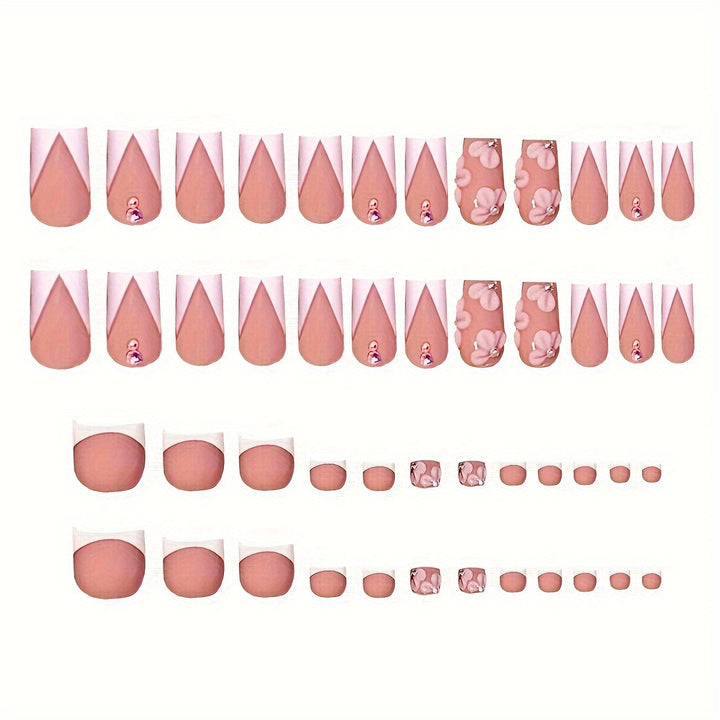 Floral French Tip Press-On Nail Set Bowlift