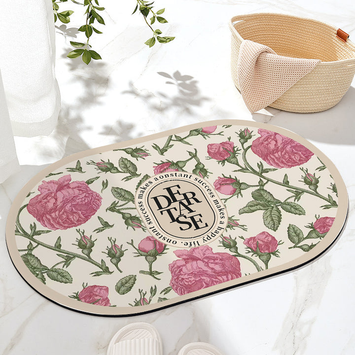 Floral Patterned Bath Mat Bowlift