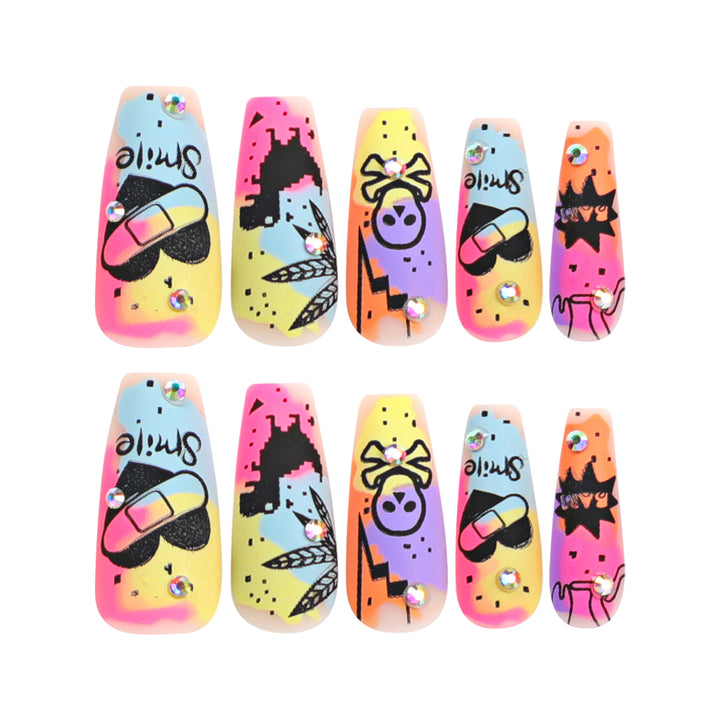 Artistic nail art with colorful design and glitter decoration Bowlift