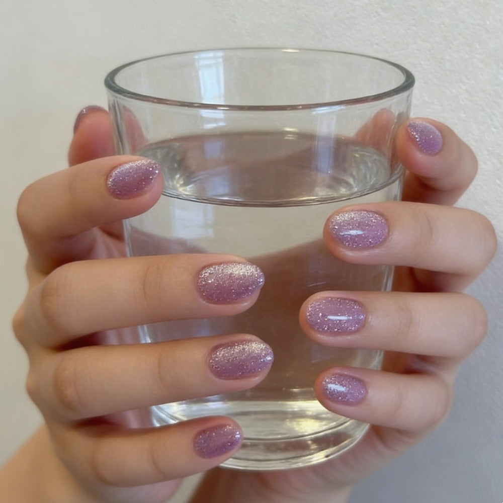 Sparkling Glossy Press-On Nail Set Bowlift