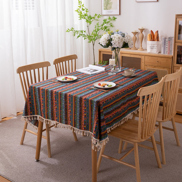 Vibrant Bohemian Fringe Tablecloth