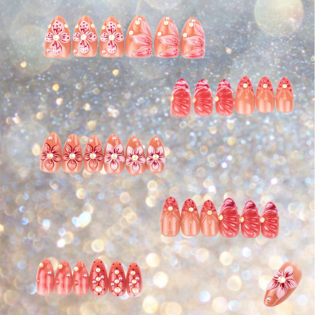 Floral Embellished Press-On Nail Set Bowlift 1787225131