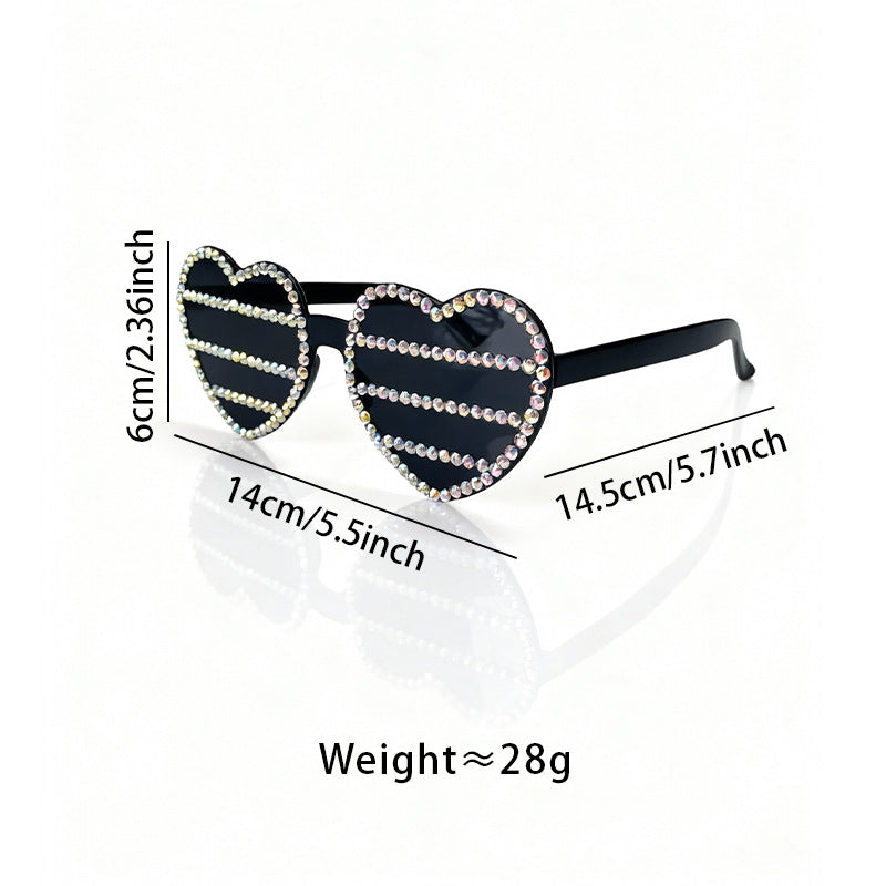 Decorative Rhinestone-Embellished Heart-Shaped Sunglasses Bowlift 1787141270