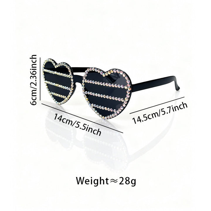 Decorative Rhinestone-Embellished Heart-Shaped Sunglasses Bowlift 1787141270