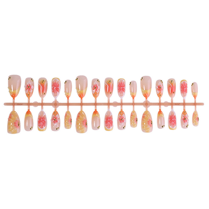 Decorative Floral Press-On Nail Set Bowlift 1788495756