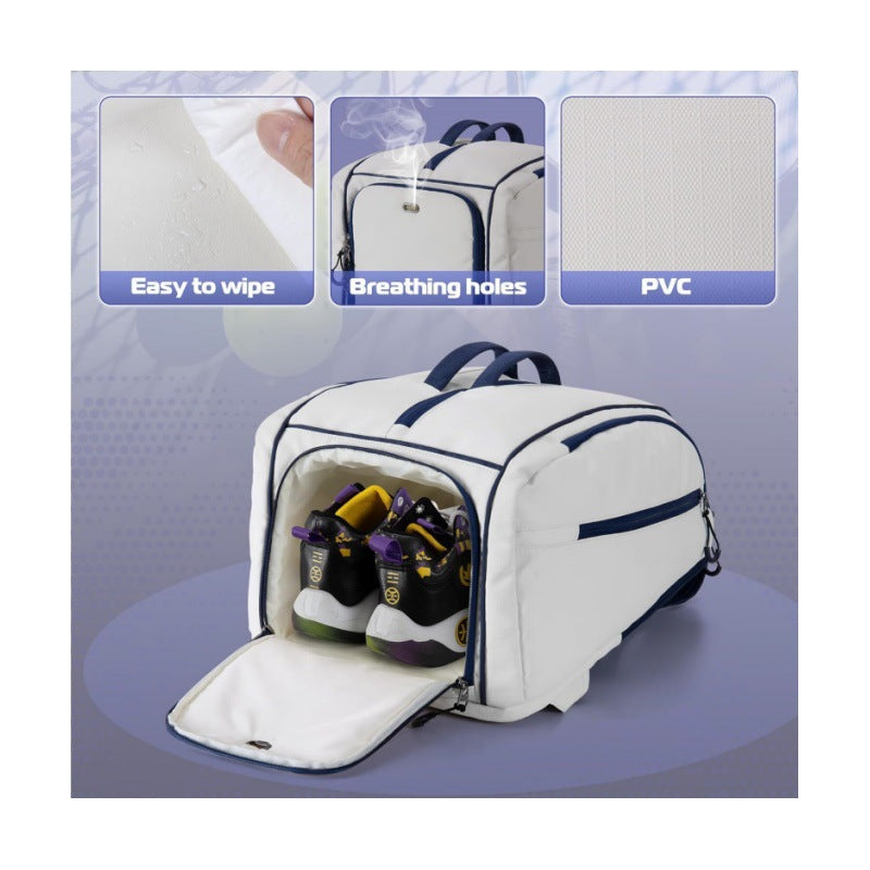 Sporty backpack with integrated shoe and racket compartment Bowlift