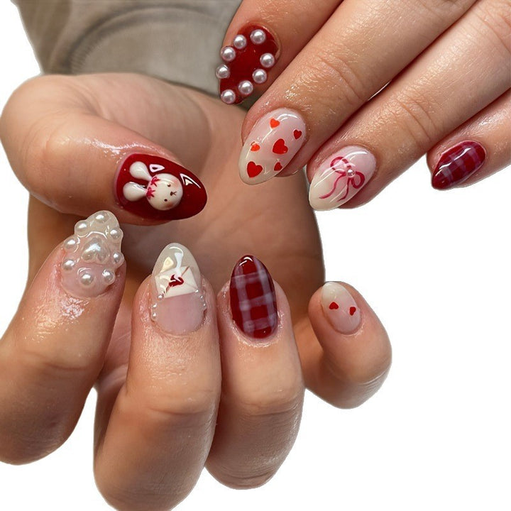 Creative nail art set with cute bunny and heart designs Bowlift